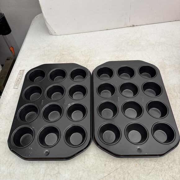 Ekco~Two Sets of 12 Cavity Small Muffin/ Cake Pans Made In USA Vintage - Picture 1 of 10